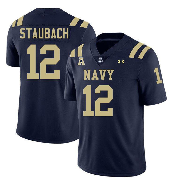 Navy Midshipmen #12 Roger Staubach College Football Jerseys Stitched-Navy